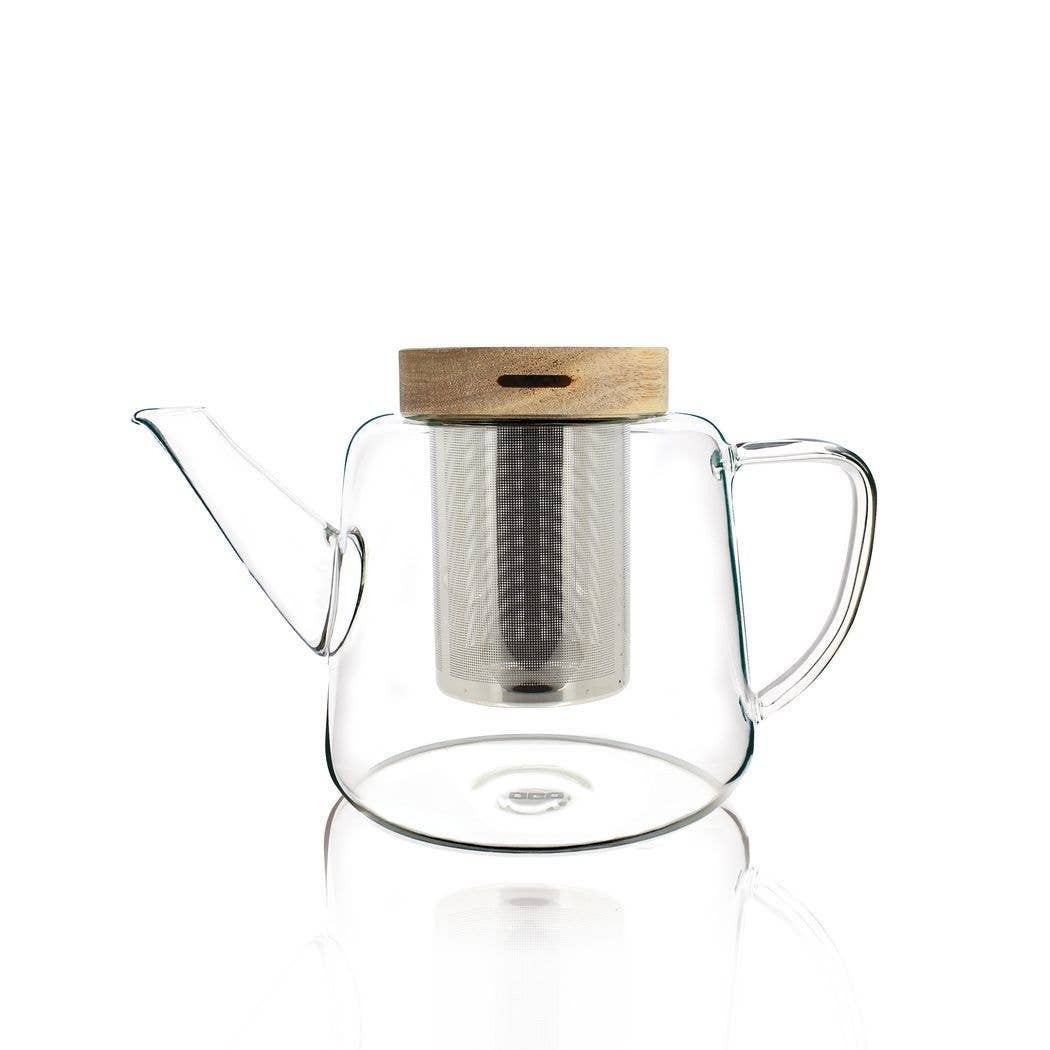 Ogo living gustave borosilicate glass teapot and 1l00 wooden lid