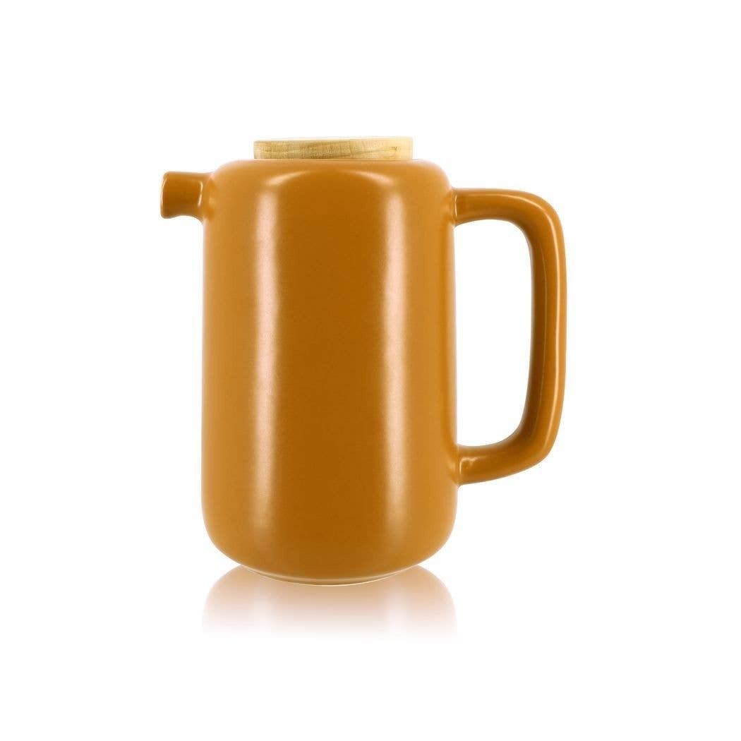 Ogo living outo yellow stoneware teapot and wooden lid 900 ml