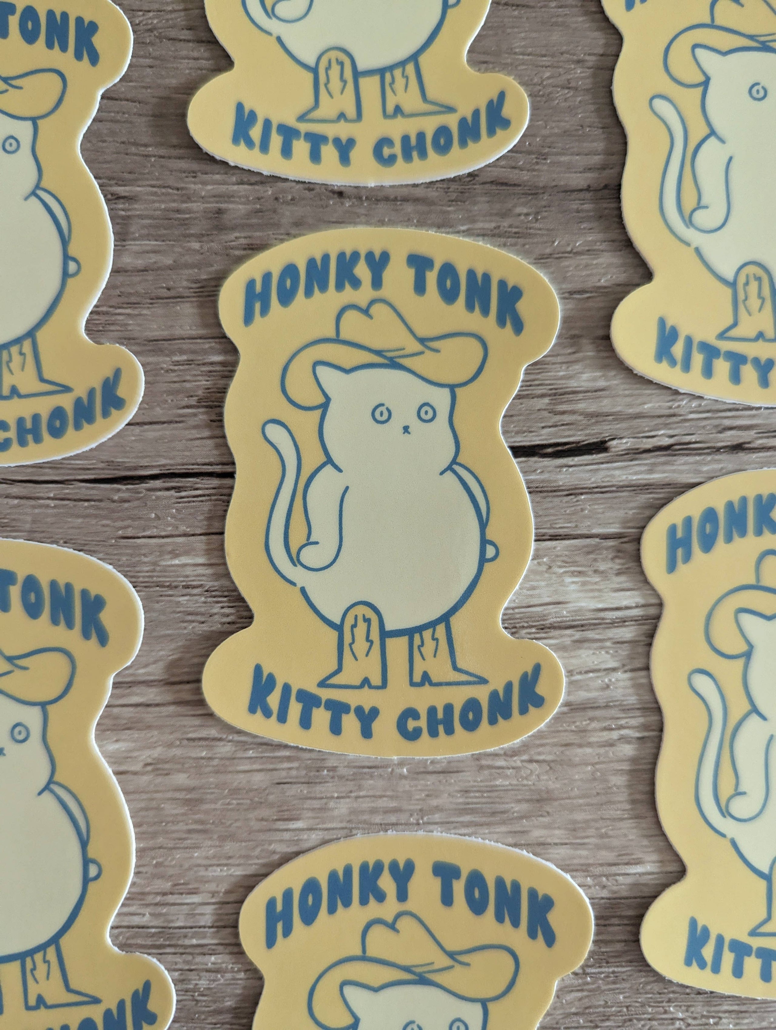 The Sadsquatch - Honky Tonk Kitty Chonk - Cute Cowboy Cat Vinyl Sticker ...